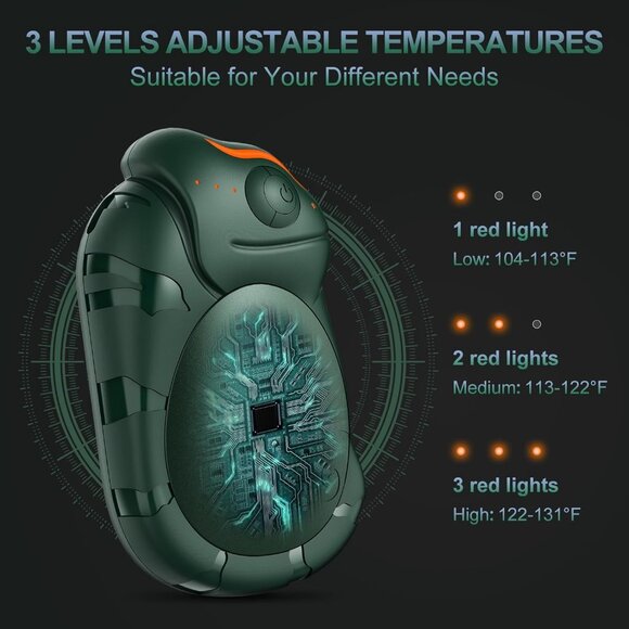 Hand Warmers Rechargeable 2‎ Pack Chameleon Shaped Electric Warm Pocket Heater - Picture 3 of 6